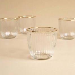 Water Glasses Splendid (Set 4Pcs) 127RKL1189 8,6x8,6x8,5cm 290ml Gold-Clear Hermia CLEAR
