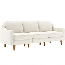 Καναπές Τριθέσιος Robin Extra 918CMF1166 220x87x84cm Milk White-Walnut WHITE