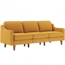 Καναπές Τριθέσιος Robin Extra 918CMF1168 220x87x84cm Mustard-Walnut MUSTARD