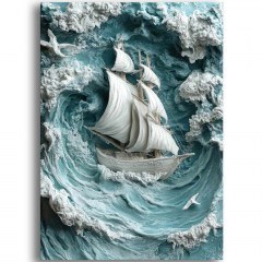 Canvas Painting Wabisabi 895FNA1427 70x100cm Light Blue-White Wallity