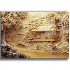 Πίνακας Γυάλινος Cam 544CLR1634 100x70cm Gold Wallity