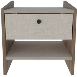 Bedside Table Berlin 875ZNA3412 45x35x45cm Walnut-Beige WALNUT-BEIGE