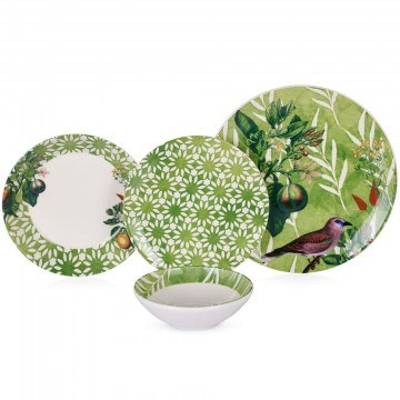 Dinner Plates Birdy (Set 24Pcs) 492PST1106 Multi-Green Hermia