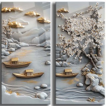 Tempered Glass Paintings Cam (Set 2Pcs) 544CLR1102 35x70cm Multi Wallity