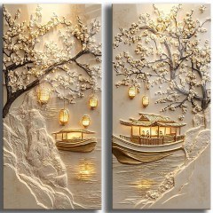 Πίνακες Γυάλινοι Cam (Σετ 2Τμχ) 544CLR1104 35x70cm Multi Wallity