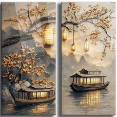 Πίνακες Γυάλινοι Cam (Σετ 2Τμχ) 544CLR1106 35x70cm Multi Wallity