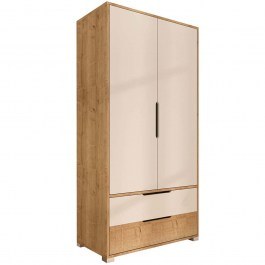 Ντουλάπα Δίφυλλη Flora 469ORN1108 90x45x183cm Oak-White OAK-WHITE