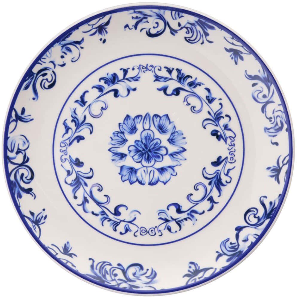 Πιάτο Ρηχό Flower (Σετ 6Τμχ) 471PST1166 25,5x25,5x2,5cm Blue-White Hermia