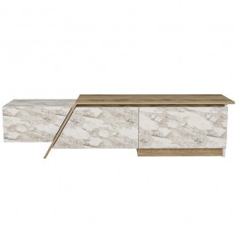 TV Furniture Zonas 875ZNA5333 180x35x28,6cm Marble Effect White-Oak WHITE-OAK