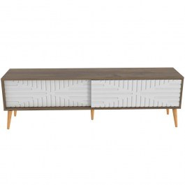 Έπιπλο Τηλεόρασης Riso 875ZNA5318 180x35x54cm Walnut-White WALNUT-WHITE
