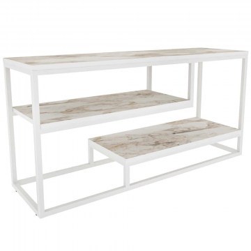 TV Furniture Lorin 875ZNA5314 120,2x35,2x60cm Marble Effect White