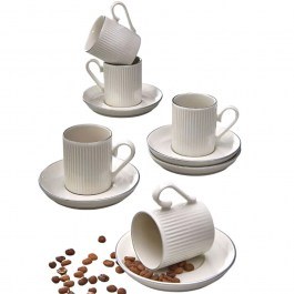 Coffee Cups With Saucers Mch (Set 12Pcs) 430KSV8992 100ml White-Silver Hermia WHITE-SILVER