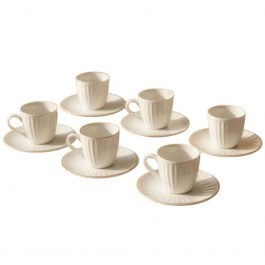 Φλυτζάνια Καφέ Με Πιατάκια Karizma (Σετ 12Τμχ) 126MBM1302 60ml White-Gold Hermia WHITE-GOLD
