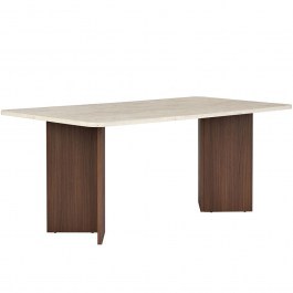 Table Linza 909NRD1128 180x90x75cm Travertine Beige-Walnut BEIGE-WALNUT