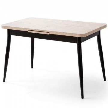 Τραπέζι Επεκτεινόμενο Ay 974NMB2246 120/150x70x76cm Travertine Beige-Black