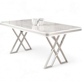 Τραπέζι Vals 240CHR2102 130x80x74cm Marble Effect White-Chrome WHITE-CHROME