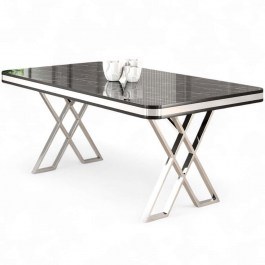 Τραπέζι Vals 240CHR2104 130x80x74cm Marble Effect Black-Chrome BLACK-CHROME