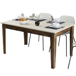 Table With Storage Space Milan 845HCT1411 145x88x75cm Travertine Beige-Walnut BEIGE-WALNUT