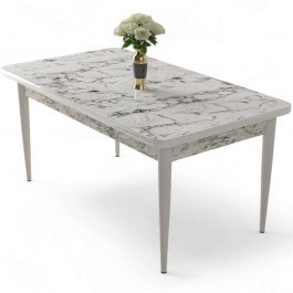Τραπέζι Nil 240CHR2121 110x70x76cm Marble Effect White WHITE