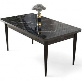 Τραπέζι Nil 240CHR2122 110x70x76cm Marble Effect Black BLACK