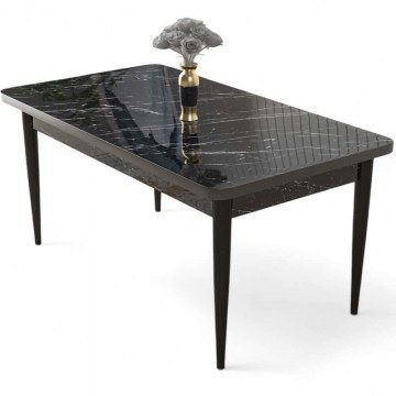 Table Nil 240CHR2122 110x70x76cm Marble Effect Black