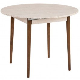 Extendable Table Viona 993NRD1103 D100/131x75cm Travertine Beige-Walnut BEIGE-WALNUT