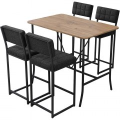 Τραπεζαρία Μπαρ Retro (Σετ 5Τμχ) 225ALN1536 110x70x92cm Anthracite-Walnut