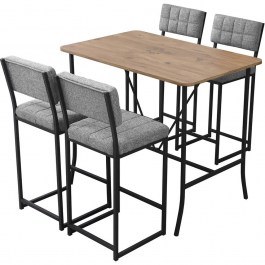 Τραπεζαρία Μπαρ Retro (Σετ 5Τμχ) 225ALN1538 110x70x92cm Grey-Walnut GREY-WALNUT