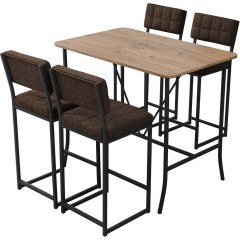 Τραπεζαρία Μπαρ Retro (Σετ 5Τμχ) 225ALN1539 110x70x92cm Brown-Walnut