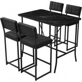 Τραπεζαρία Μπαρ Retro (Σετ 5Τμχ) 225ALN1543 110x70x92cm Anthracite-Black ANTHRACITE-BLACK