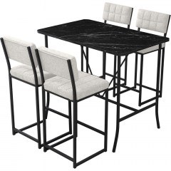 Τραπεζαρία Μπαρ Retro (Σετ 5Τμχ) 225ALN1547 110x70x92cm Cream-Black