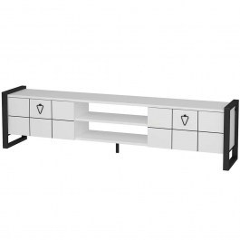 Έπιπλο Τηλεόρασης Mila 875ZNA5322 184x34x45cm White-Black WHITE