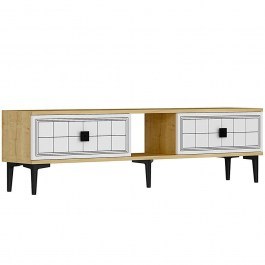 Έπιπλο Τηλεόρασης Yuka 150x30x41cm Oak-White OAK-WHITE