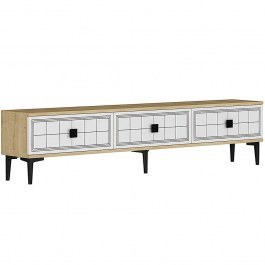 Έπιπλο Τηλεόρασης Yuka 180x30x41cm Oak-White OAK-WHITE