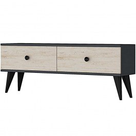 TV Furniture Mona 555CHM1126 120x30x40,5cm Anthracite-Travertine Beige ANTHRACITE-BEIGE