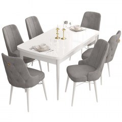 Τραπεζαρία Επεκτεινόμενη Are (Σετ 7Τμχ) 240CHR2391 132/170x80x78cm White-Grey