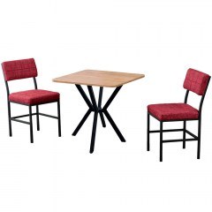 Dining Dubai (Set 3Pcs) 225ALN1572 70x70x74cm Burgundy-Walnut