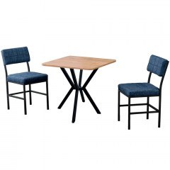 Dining Dubai (Set 3Pcs) 225ALN1576 70x70x74cm Navy Blue-Walnut