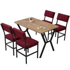 Τραπεζαρία Dubai (Σετ 5Τμχ) 225ALN1523 110x70x74cm Burgundy-Walnut