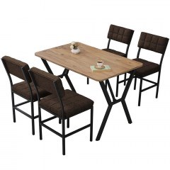 Τραπεζαρία Dubai (Σετ 5Τμχ) 225ALN1525 110x70x74cm Brown-Walnut