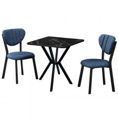 Dining Elma (Set 3Pcs) 225ALN1562 70x70x74cm Marble Effect Black-Navy Blue