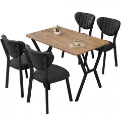 Τραπεζαρία Elma (Σετ 5Τμχ) 225ALN1508 110x70x74cm Anthracite-Walnut