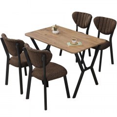 Τραπεζαρία Elma (Σετ 5Τμχ) 225ALN1511 110x70x74cm Brown-Walnut