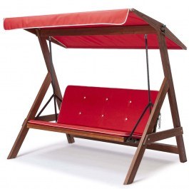 Three Seater Garden Swing - Bed Roma 675SWG1126 190x120x180cm Red RED