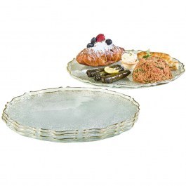 Πιάτο Ρηχό Goblen (Σετ 6Τμχ) 337GLZ1233 28cm Clear-Gold Hermia CLEAR