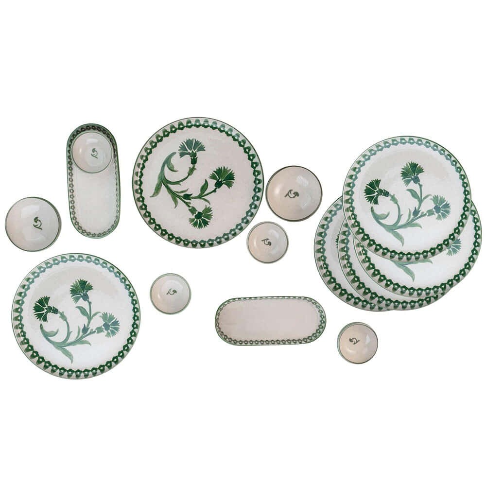 Σερβίτσιο Πιάτα Φαγητού Mod (Σετ 14Τμχ) 710KTP3702 Cream-Green Hermia