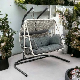 Two-Seater Garden Swing Sante 227VRD1034 190x90x200cm Cream CREAM