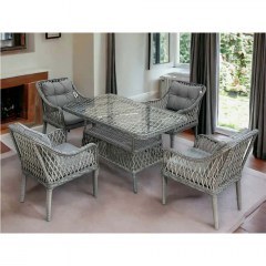 Τραπεζαρία Κήπου Hisar (Σετ 7Τμχ) 227VRD1026 140x80x70cm Grey