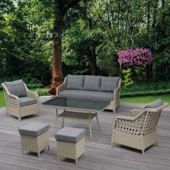 Σαλόνι Κήπου Rondi (Σετ 6Τμχ) 227VRD1064 Dark Grey-Honey