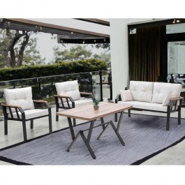 Σαλόνι Κήπου Nergiz (Σετ 4Τμχ) 227VRD1018 Cream-Black CREAM